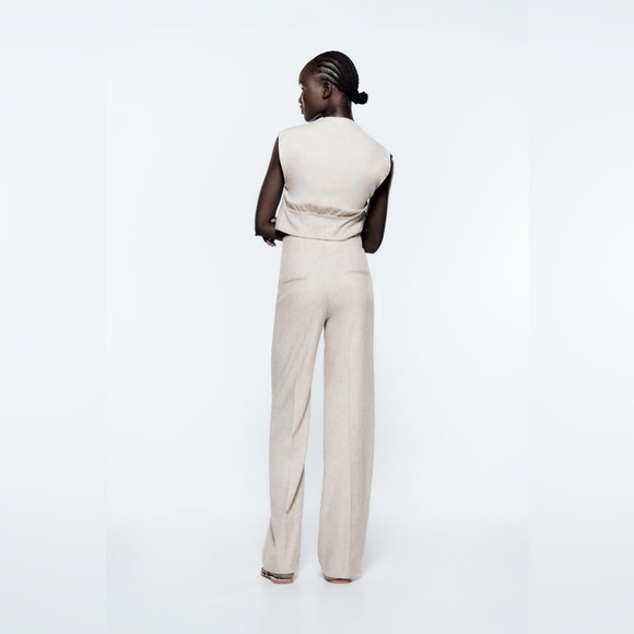 ZARA 2-Piece Beige Linen Coord Matching Outfit Set - Picture 5 of 16